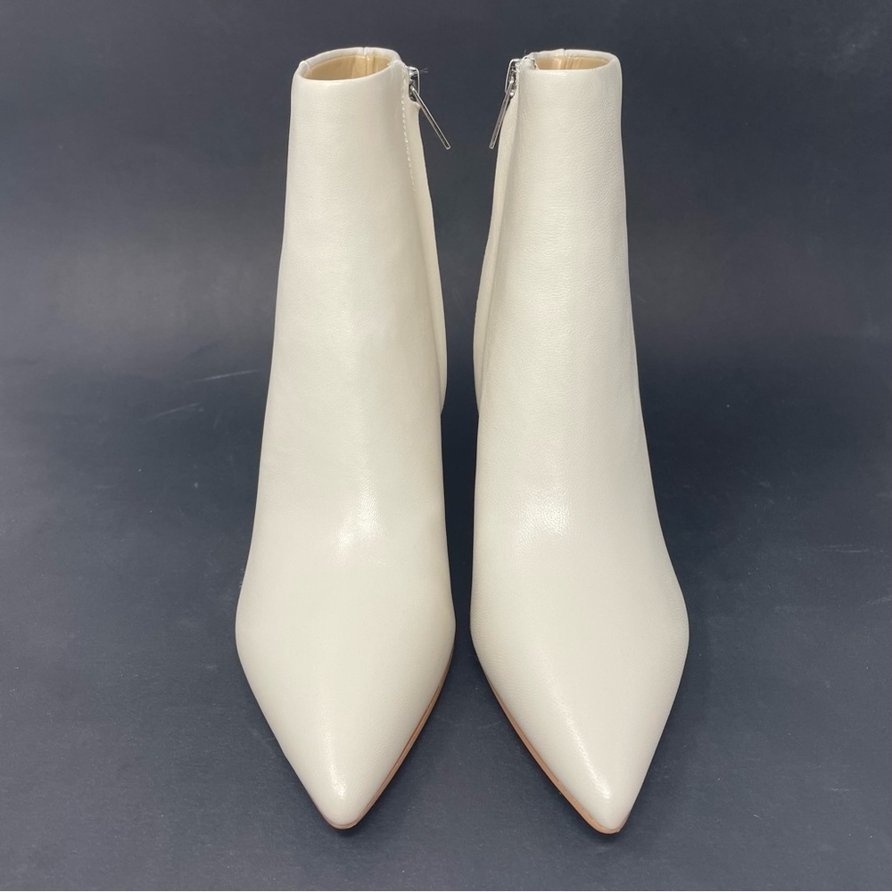 NIB Marc Fisher Jarli High Heel Pointed Toe Leather Booties in Ivory - Picture 5 of 12